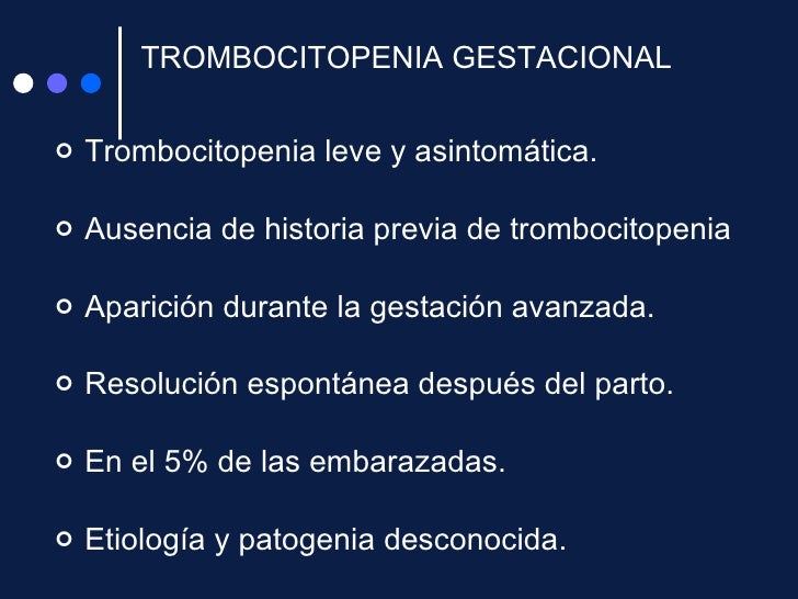 trombocitopenia gestacional